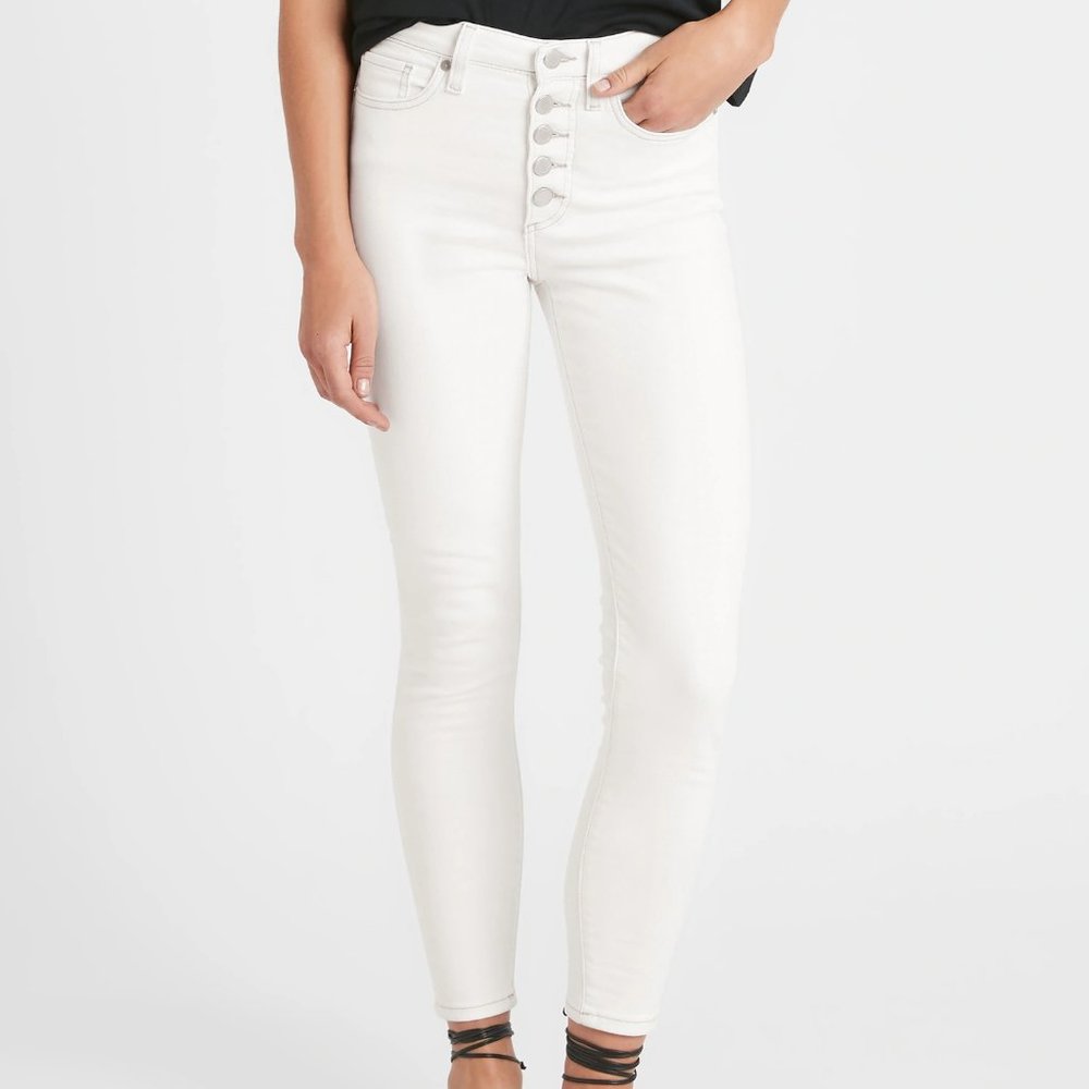Banana Republic High-Rise Skinny Button Fly Jean size 30 White